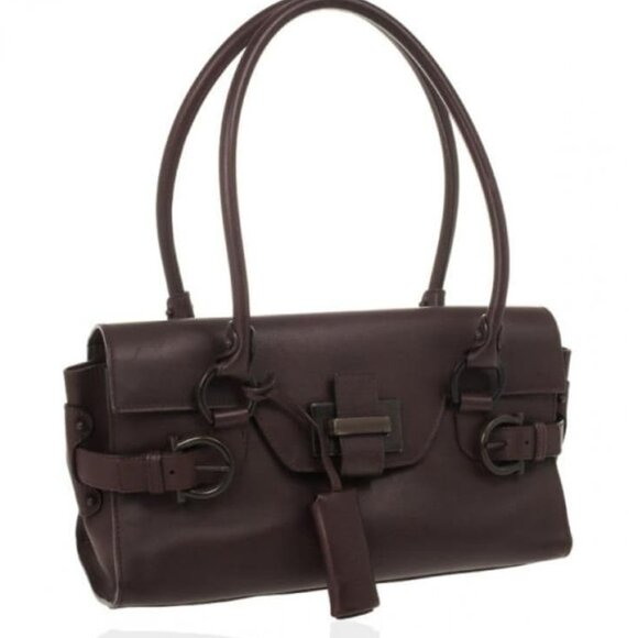 Salvatore Ferragamo Dark Brown Leather Handbag - Picture 2 of 16